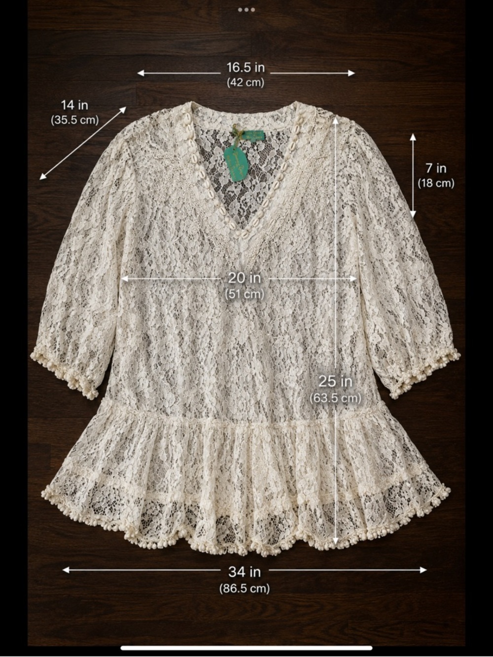 NWT Antica Sartoria Giacomo Cinque Lace Tunic Cover Up Boho Bridal Resort - Picture 7 of 16